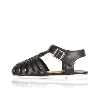 Mini girls black strappy sandals